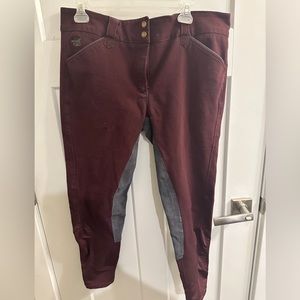 Smartpak Piper full seat breeches 36R burgundy/gray